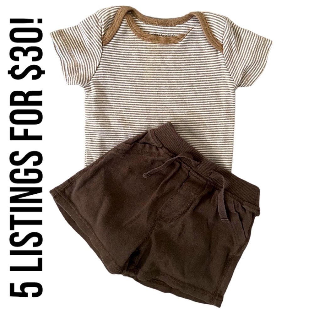 Faded Glory Cozy Lounge Set 3-6M Baby Boy Shorts & Bodysuit